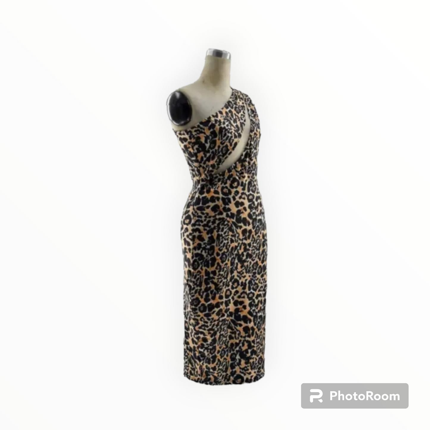 Leopard print one shoulder dress