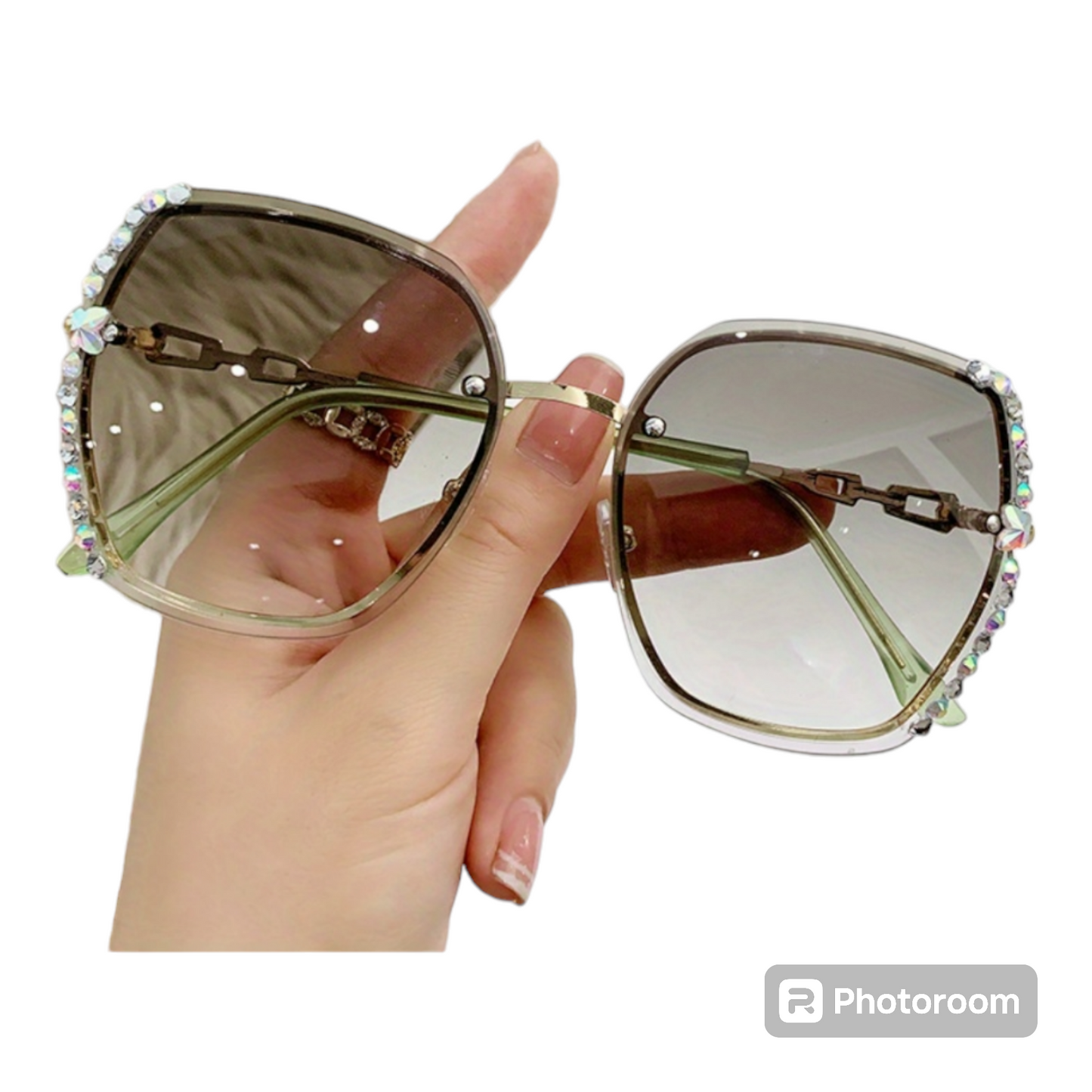 Oversized Rhinestones Decor Sunglasses