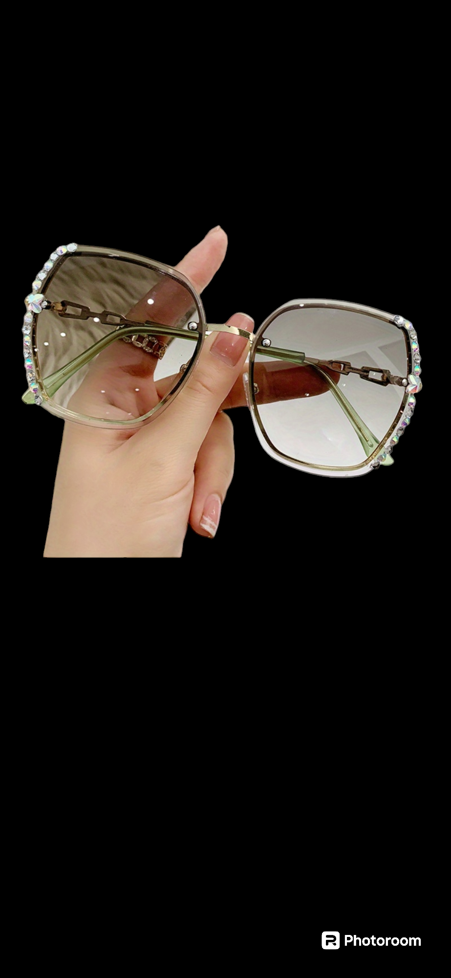 Oversized Rhinestones Decor Sunglasses