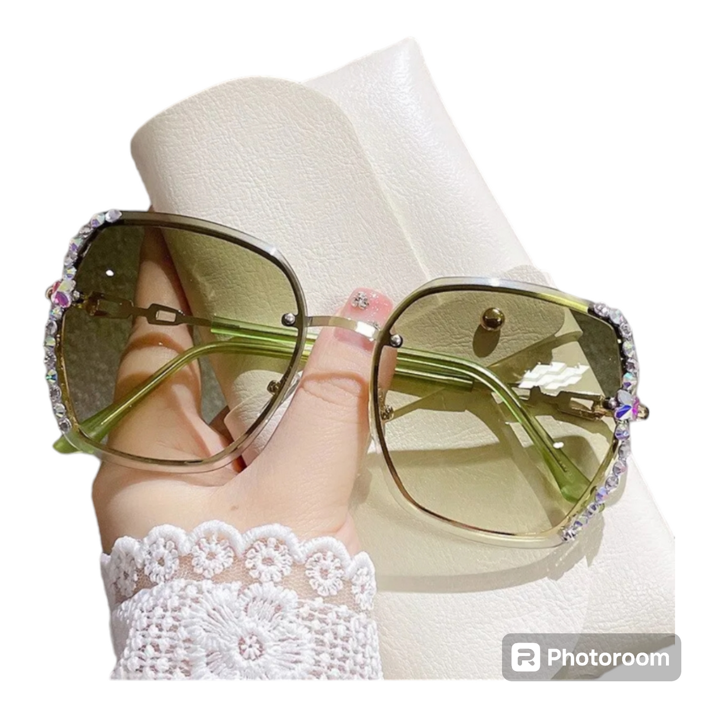 Oversized Rhinestones Decor Sunglasses