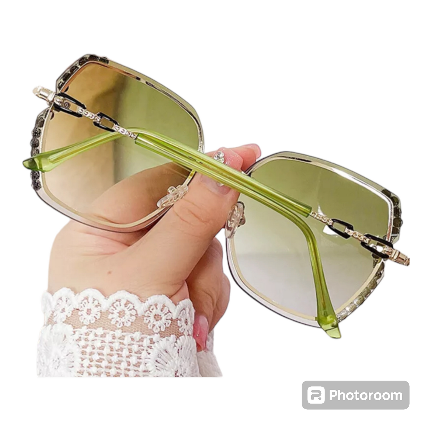 Oversized Rhinestones Decor Sunglasses