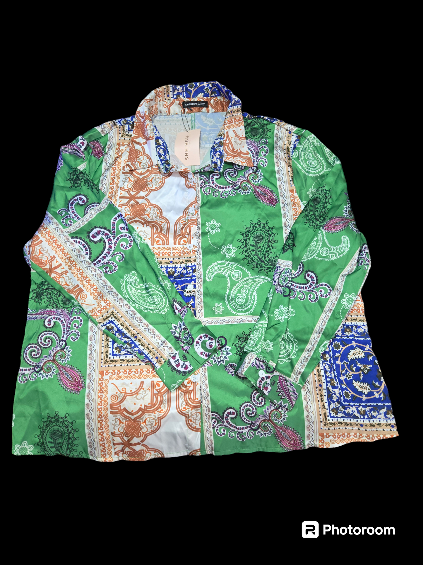 Plus Size Paisley Print Satin Top