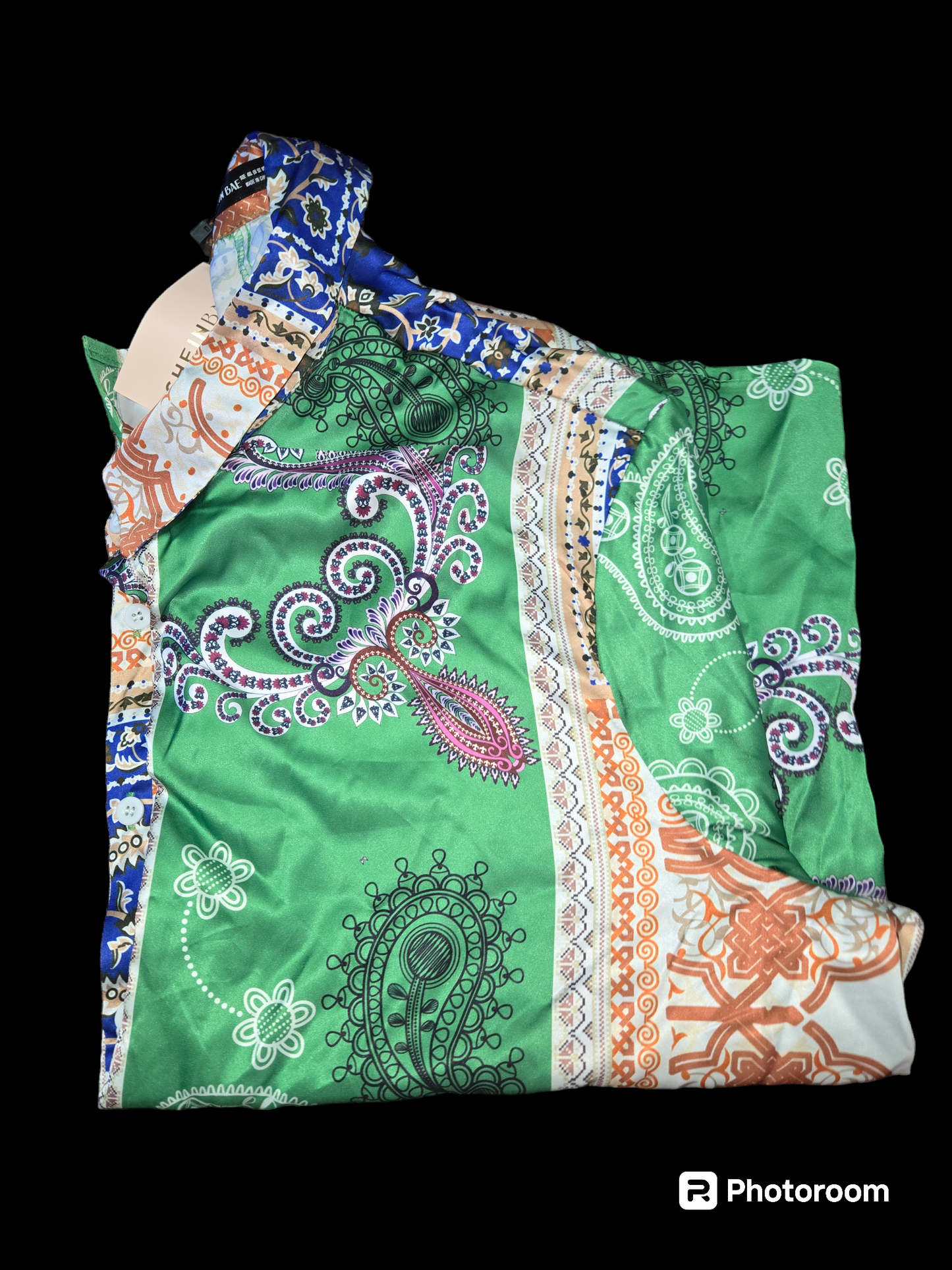 Plus Size Paisley Print Satin Top