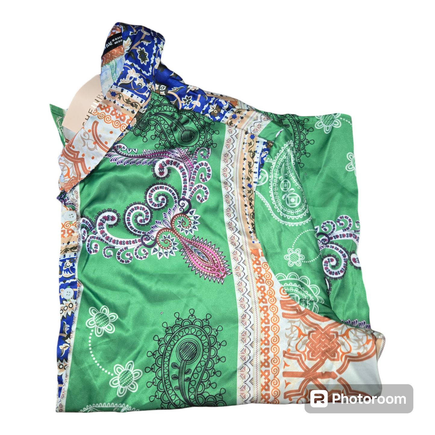 Plus Size Paisley Print Satin Top