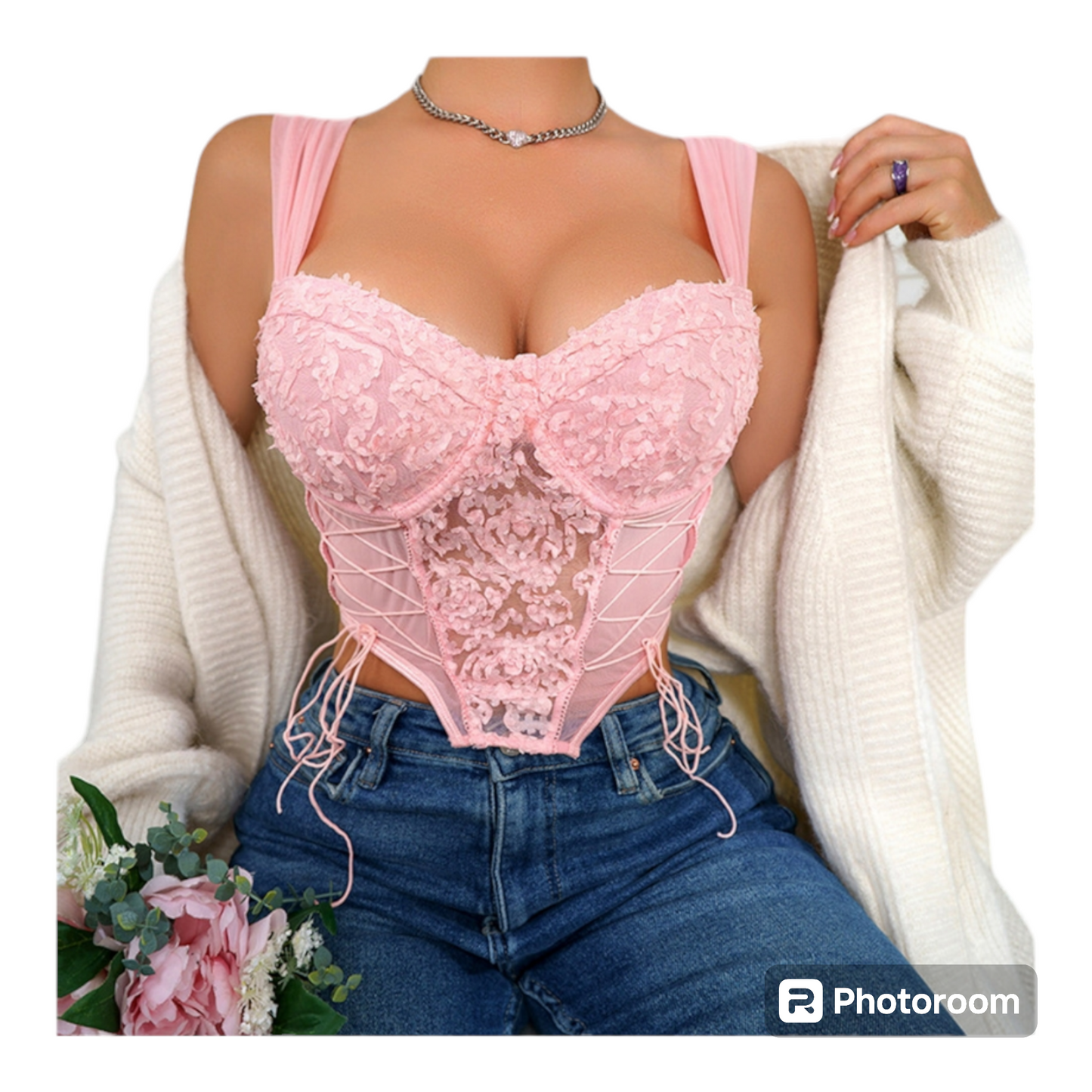 Crop lace corset