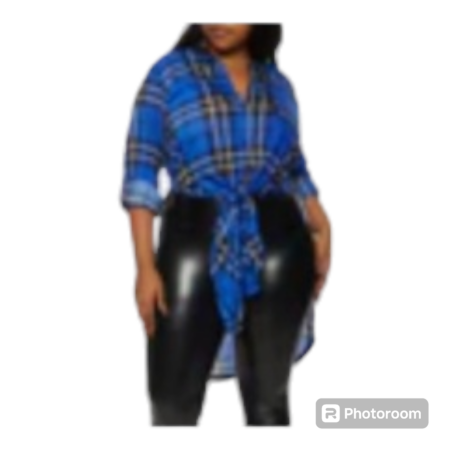 Plus size plaid shirt dress