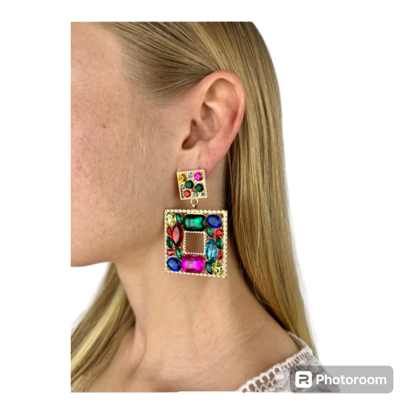 Square Rhinestones Earrings