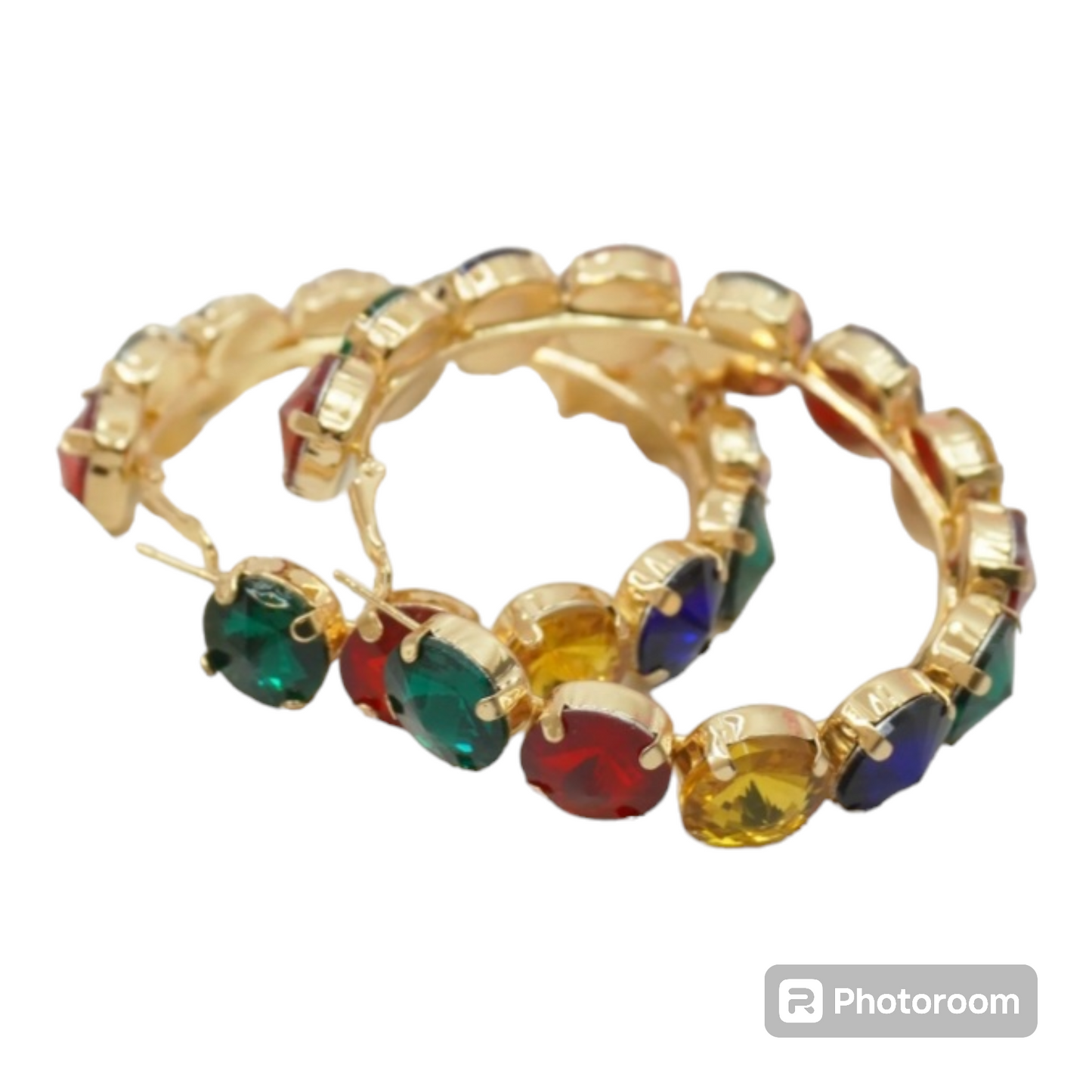 Embellished Artificial Crystal Hoop Earrings