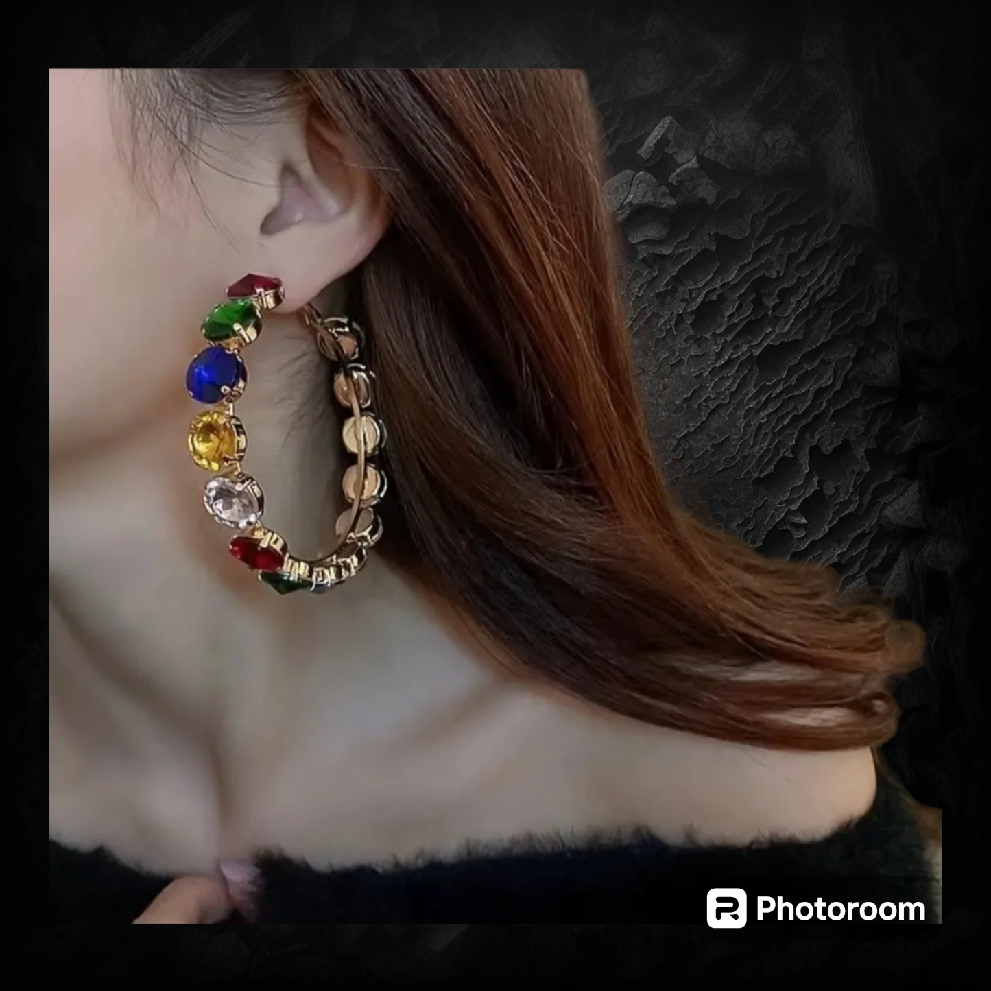 Embellished Artificial Crystal Hoop Earrings