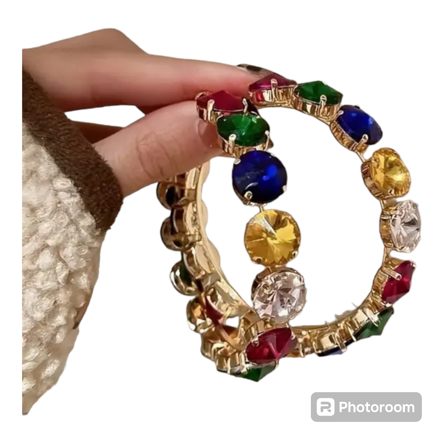 Embellished Artificial Crystal Hoop Earrings