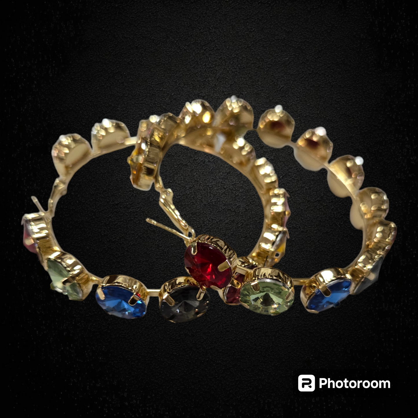 Embellished Artificial Crystal Hoop Earrings