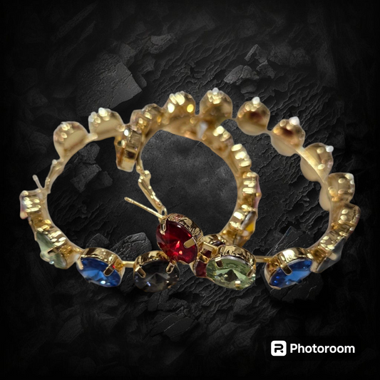 Embellished Artificial Crystal Hoop Earrings