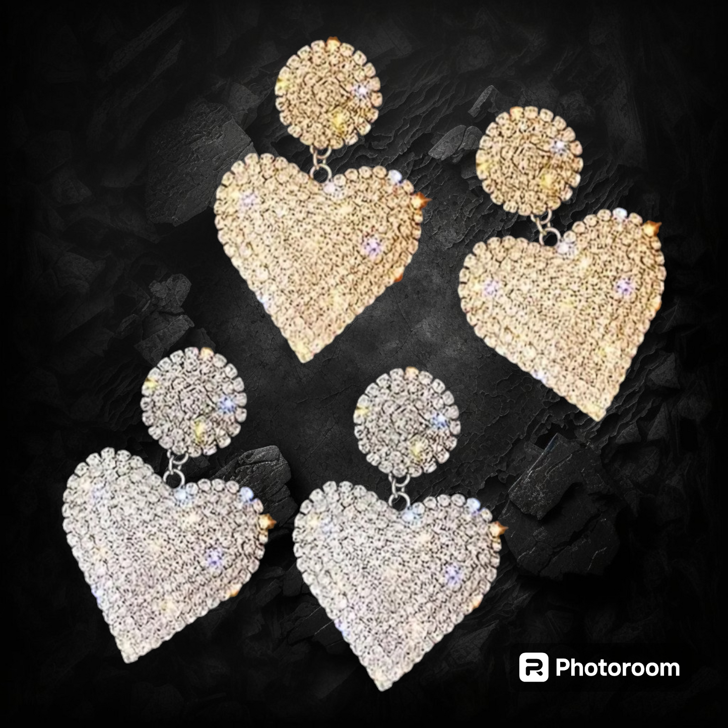 Rhinestones Heart Shape Hanging Earrings