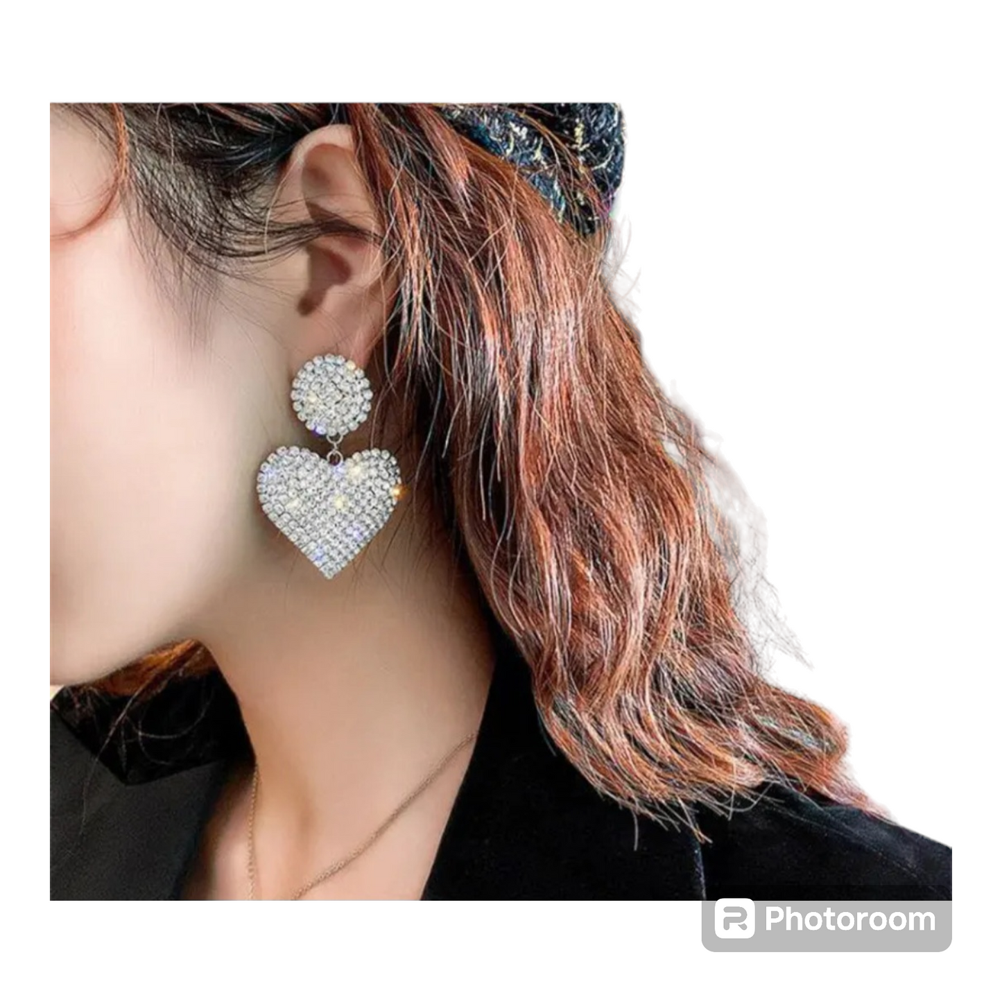 Rhinestones Heart Shape Hanging Earrings