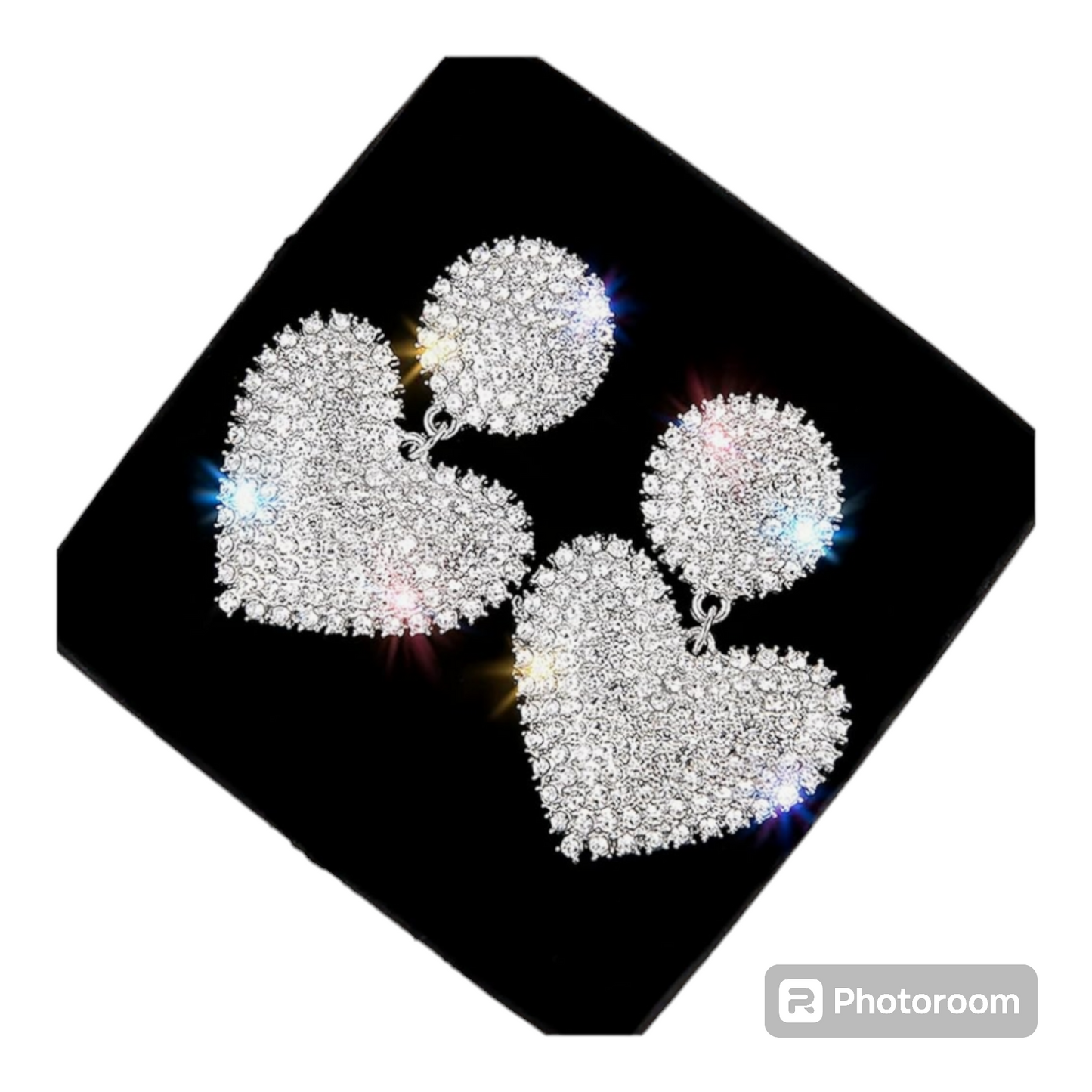 Rhinestones Heart Shape Hanging Earrings