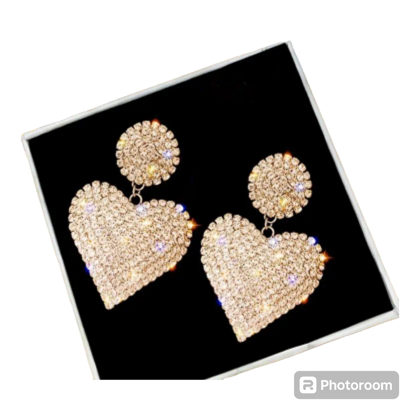 Rhinestones Heart Shape Hanging Earrings