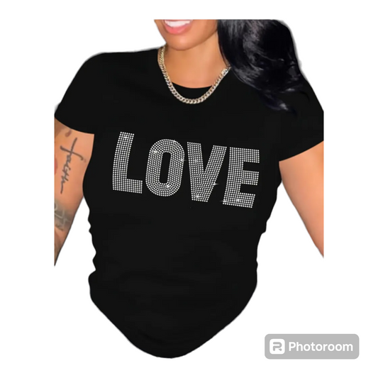Plus size Graphic Rhinestones TShirt