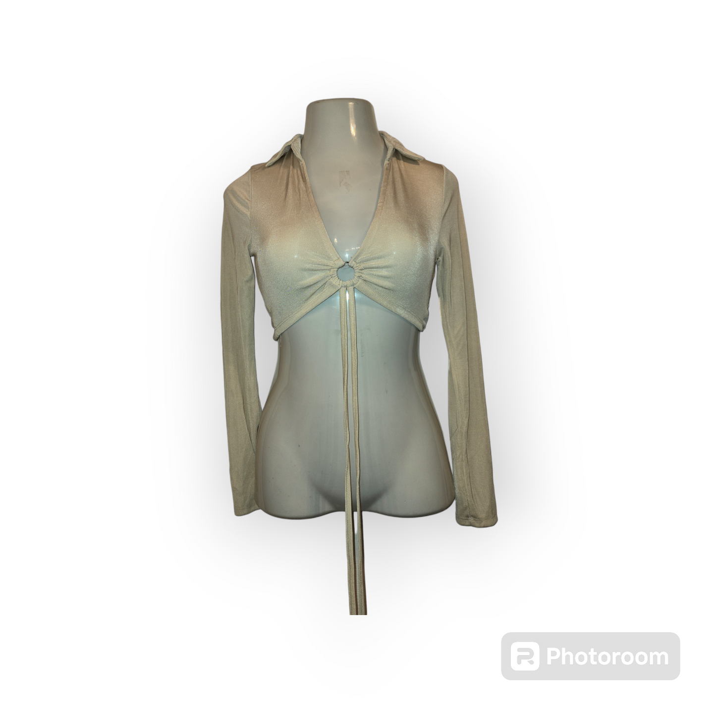 Collar Long-sleeve Crop Top