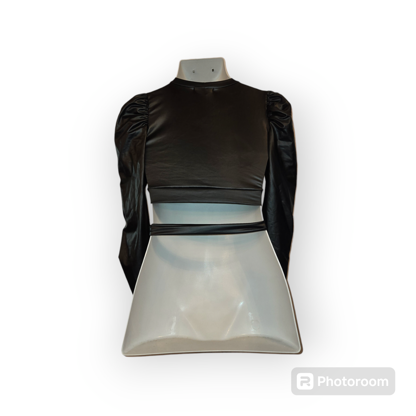 Leather cut out crop top