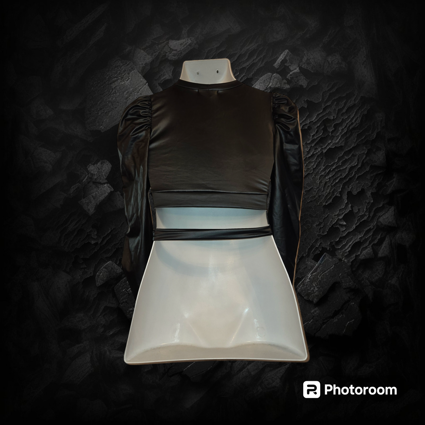 Leather cut out crop top
