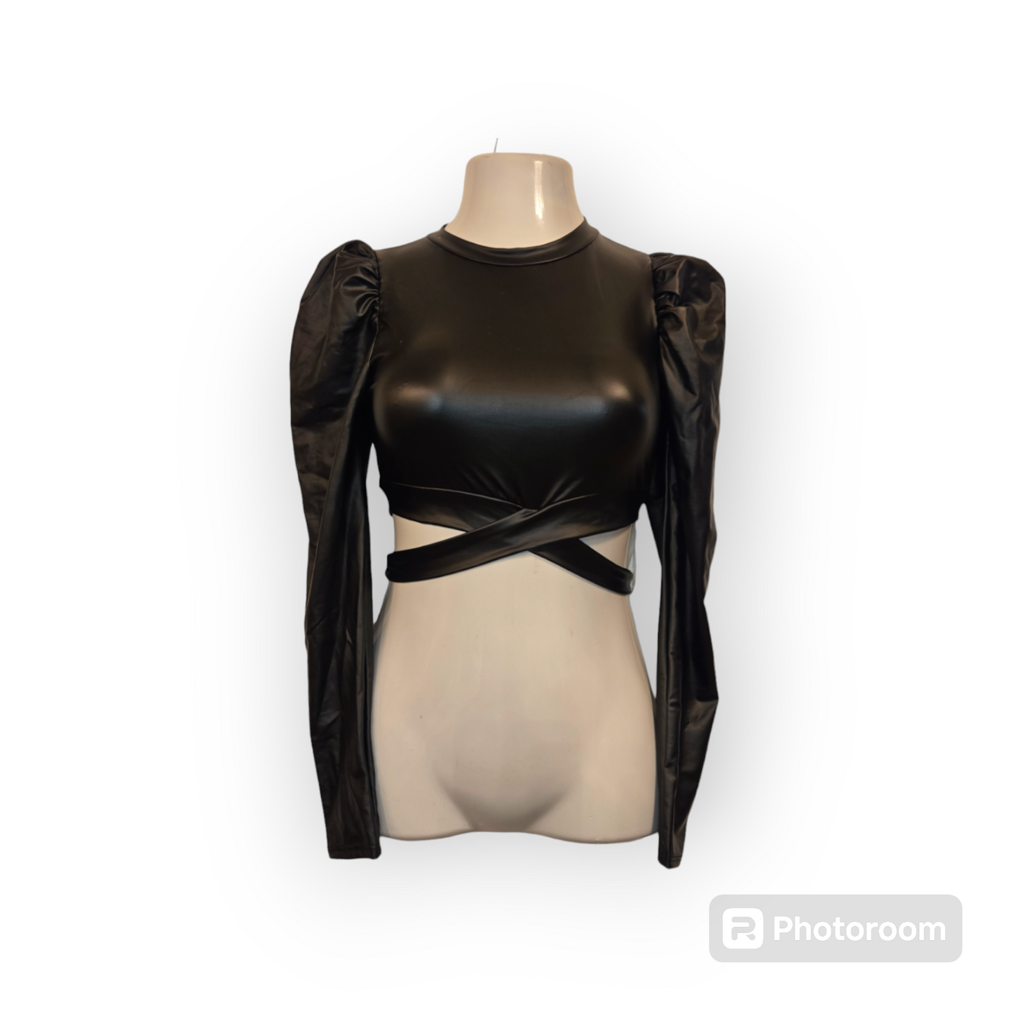 Leather cut out crop top