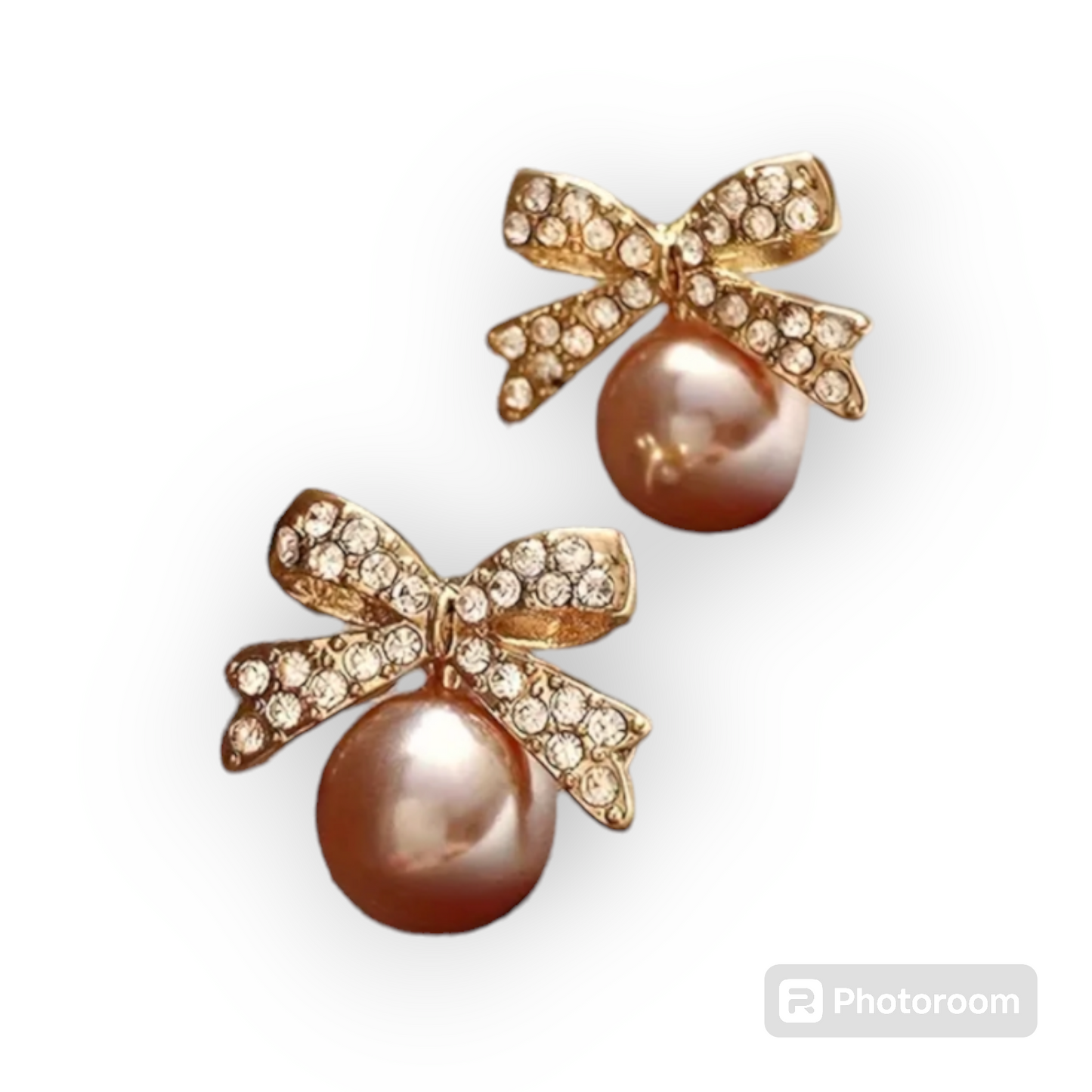 Eleqant Copper Bowknot Faux Pearl Earrings