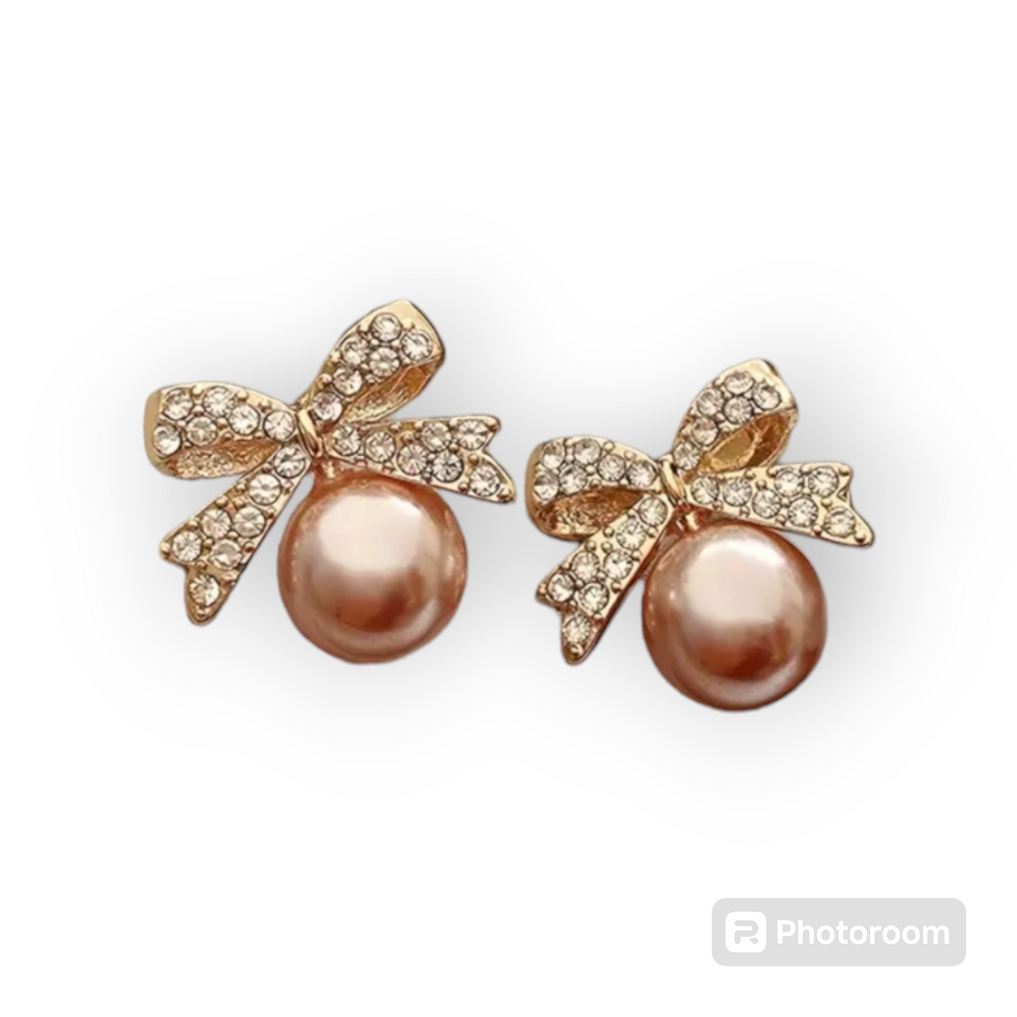 Eleqant Copper Bowknot Faux Pearl Earrings