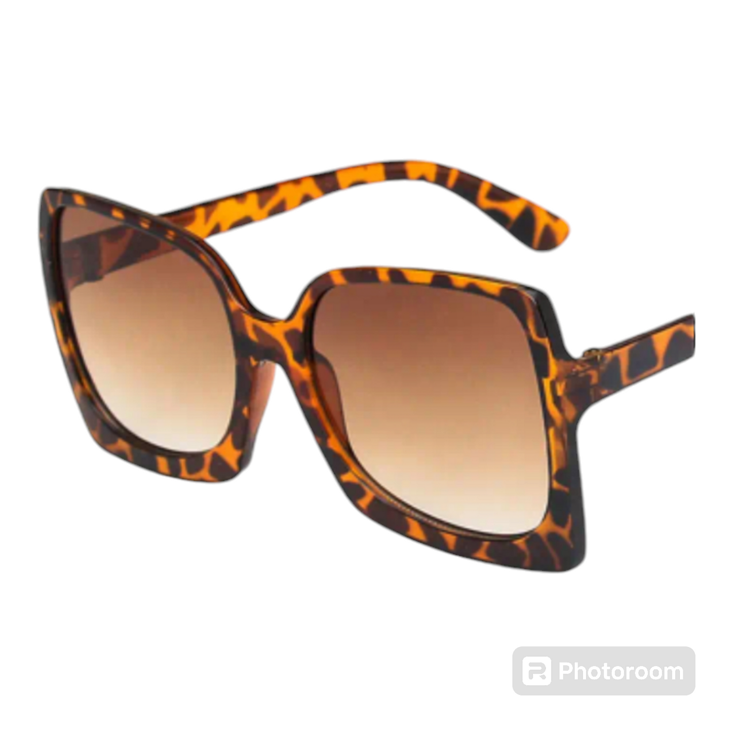 Lephard print rectangle C4 brown sunglasses