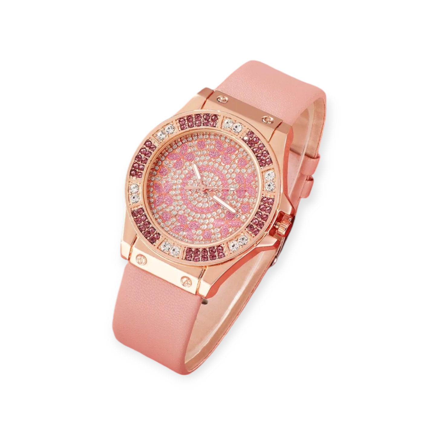 Quartz pink rhinestone Watch