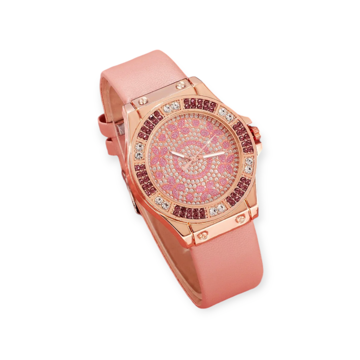 Quartz pink rhinestone Watch