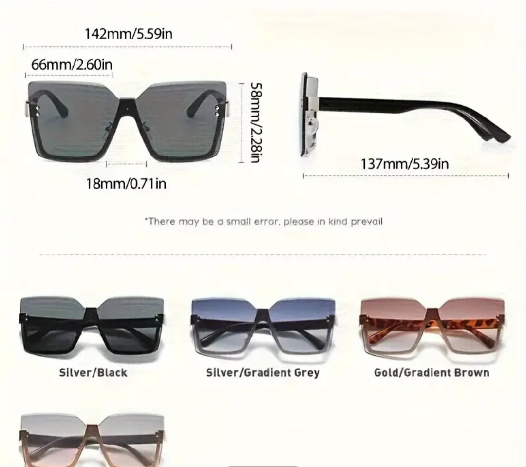 Large Trendy Rimless Square Sunglasses