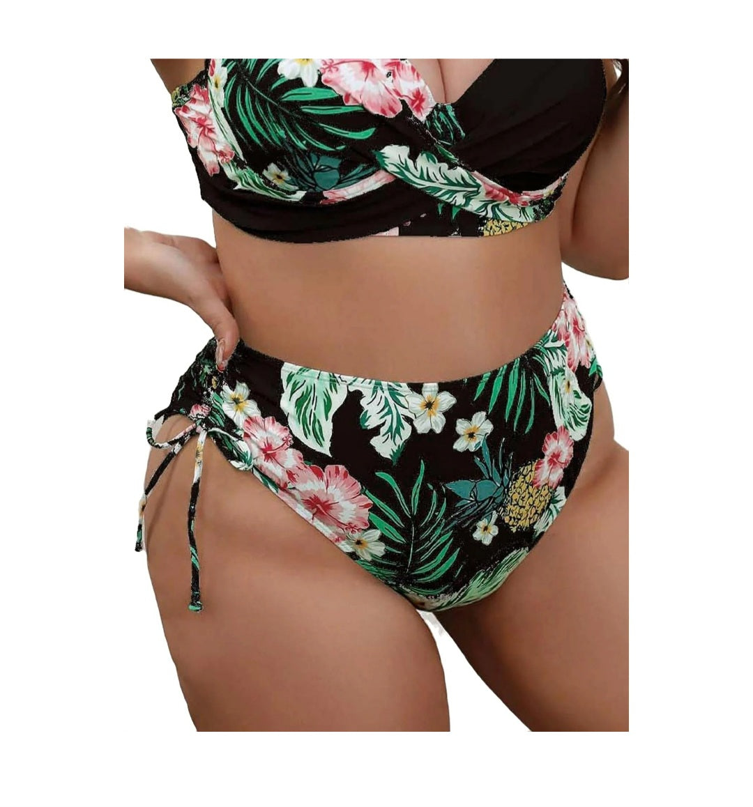 Plus size tropical bikini bottoms