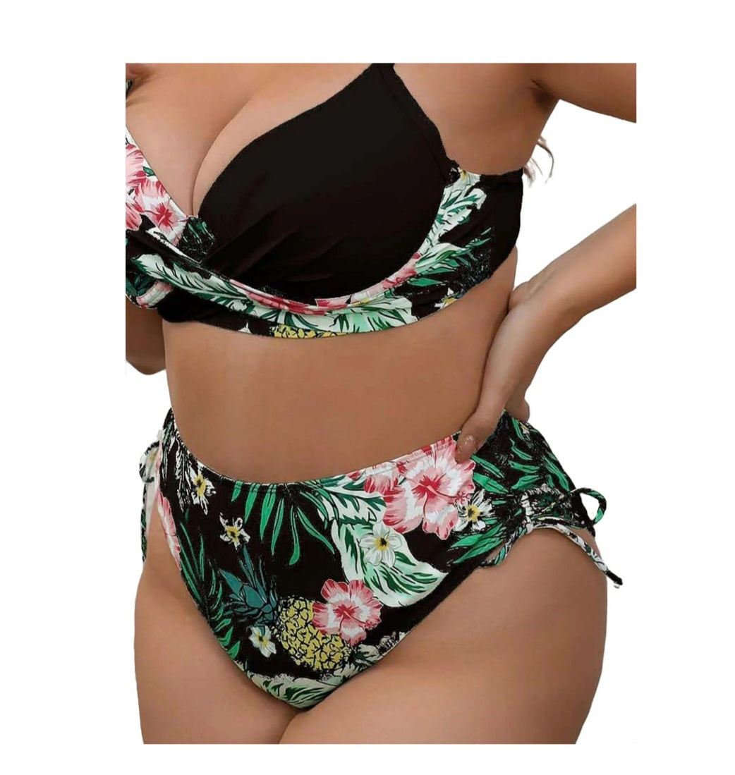 PLUS SIZE 2PC TROPICAL BIKINI SET