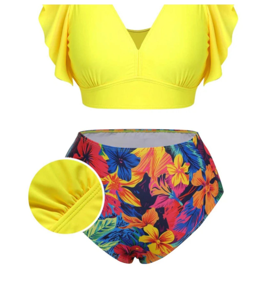 Plus size Tankini floral set