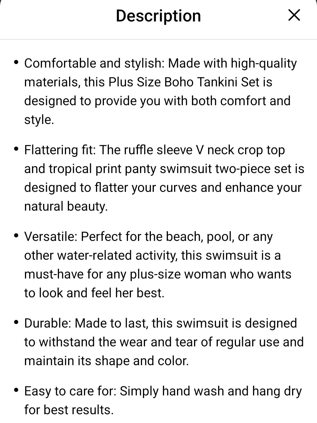 Plus size Tankini floral set