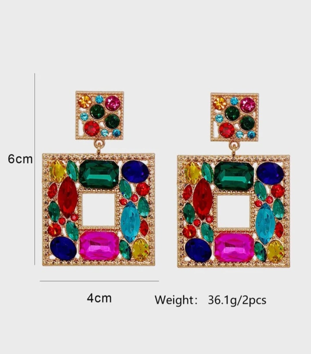 Square Rhinestones Earrings