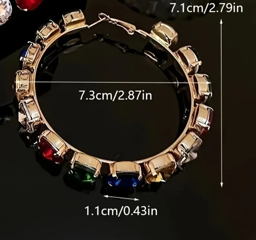 Embellished Artificial Crystal Hoop Earrings