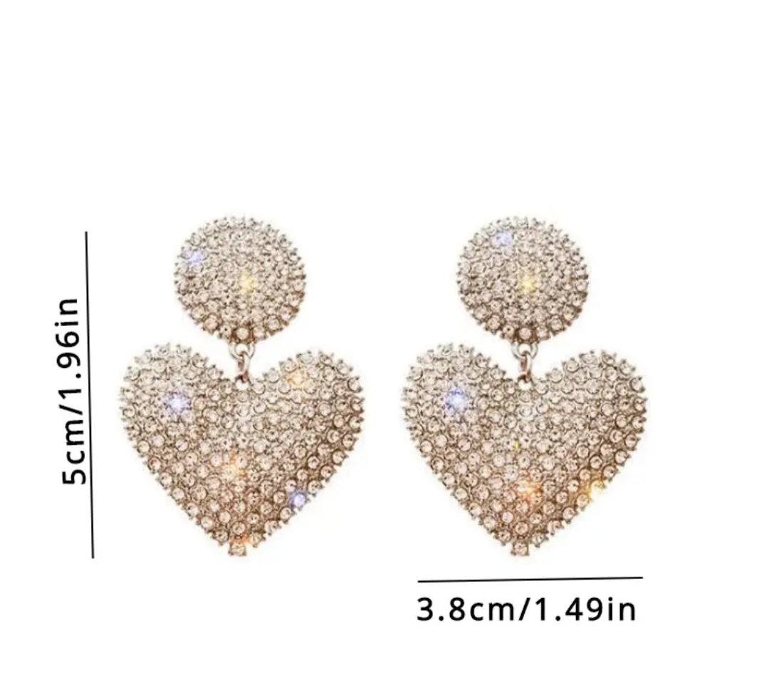 Rhinestones Heart Shape Hanging Earrings