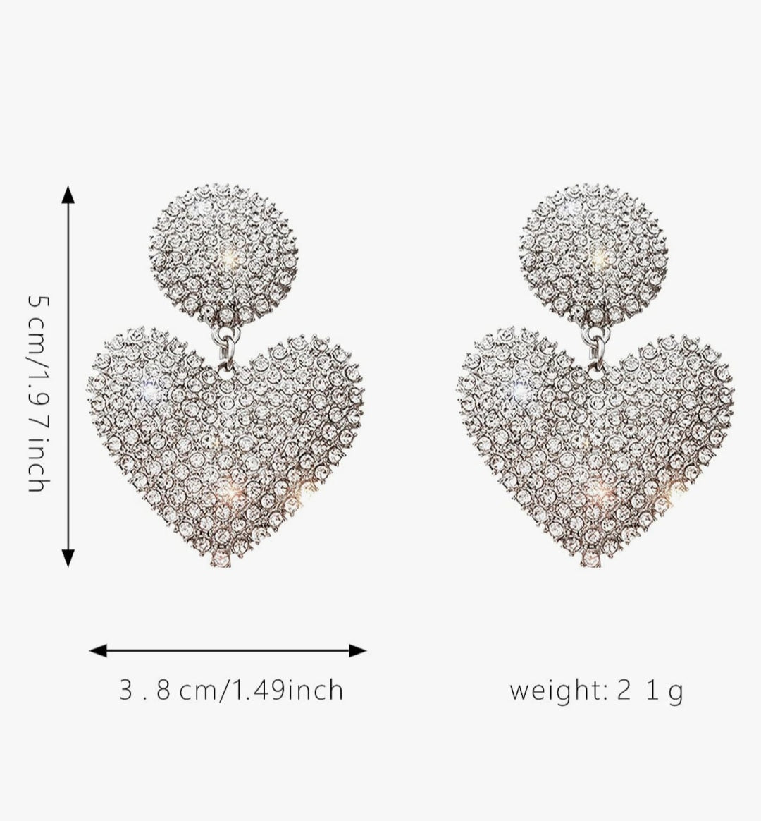 Rhinestones Heart Shape Hanging Earrings