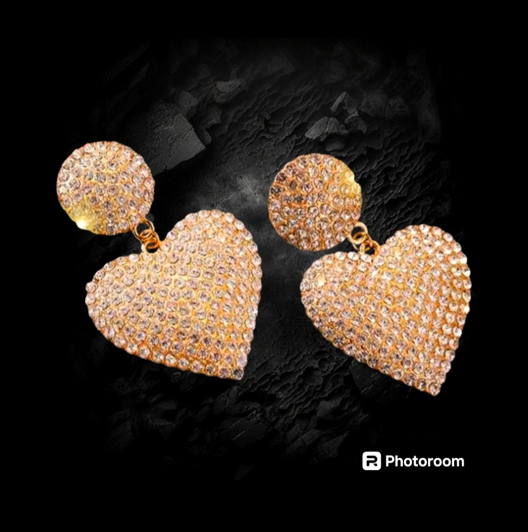 Rhinestones Heart Shape Hanging Earrings