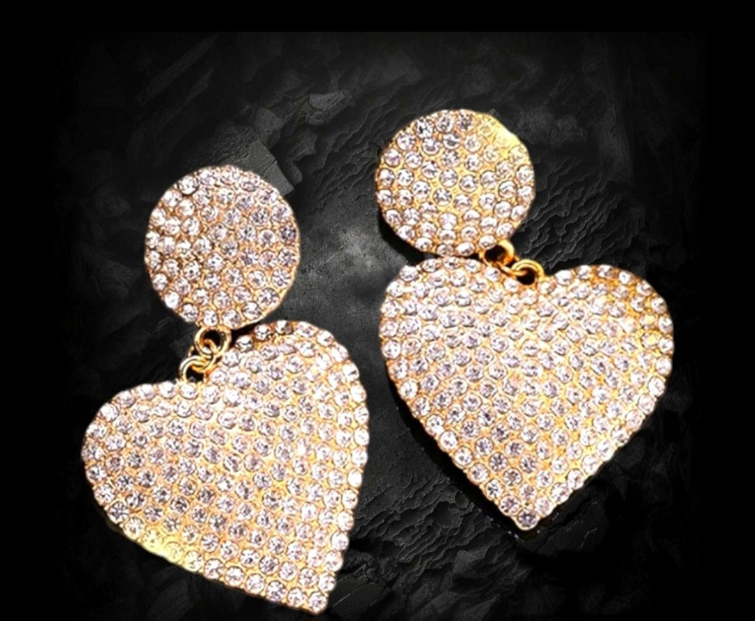 Rhinestones Heart Shape Hanging Earrings