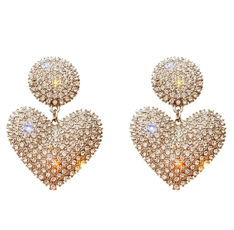 Rhinestones Heart Shape Hanging Earrings