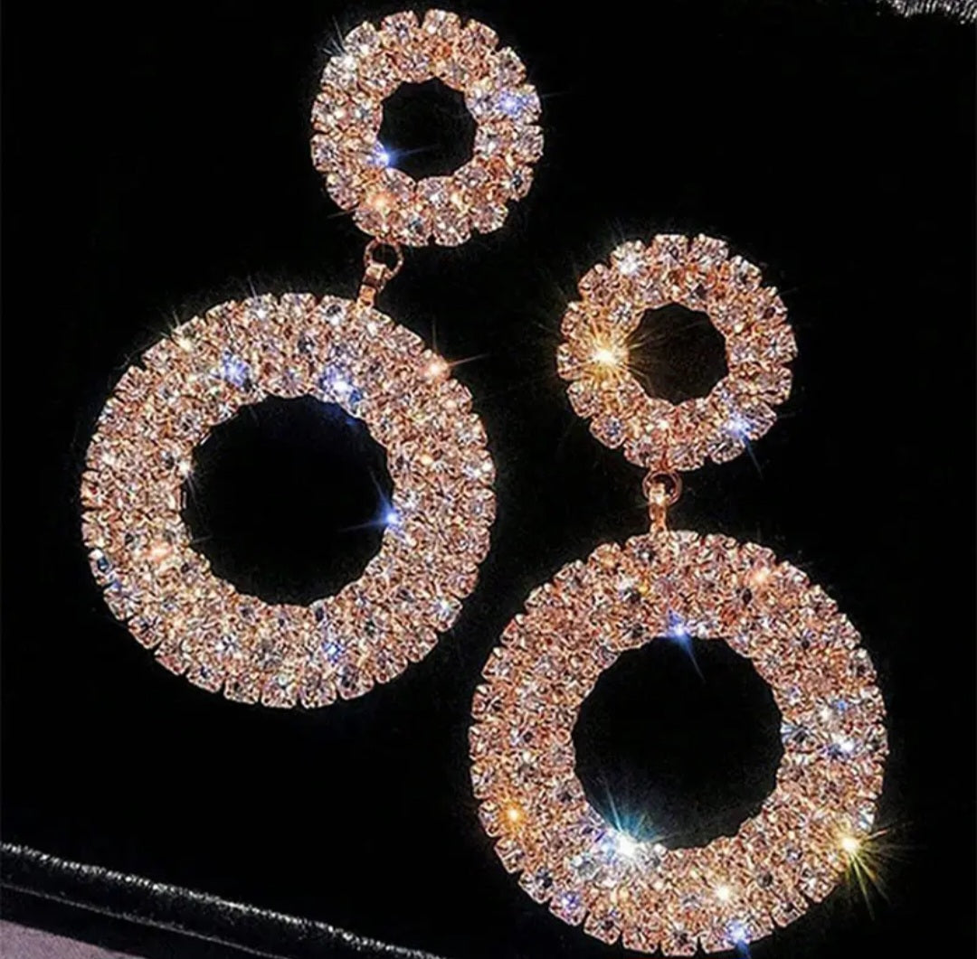 Rhinestones Artificial Crystal Dangling Earrings
