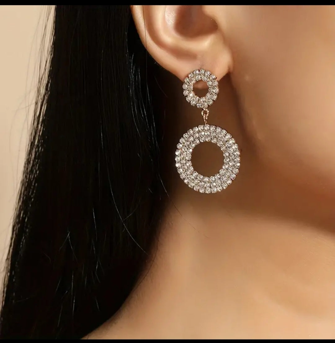 Rhinestones Artificial Crystal Dangling Earrings