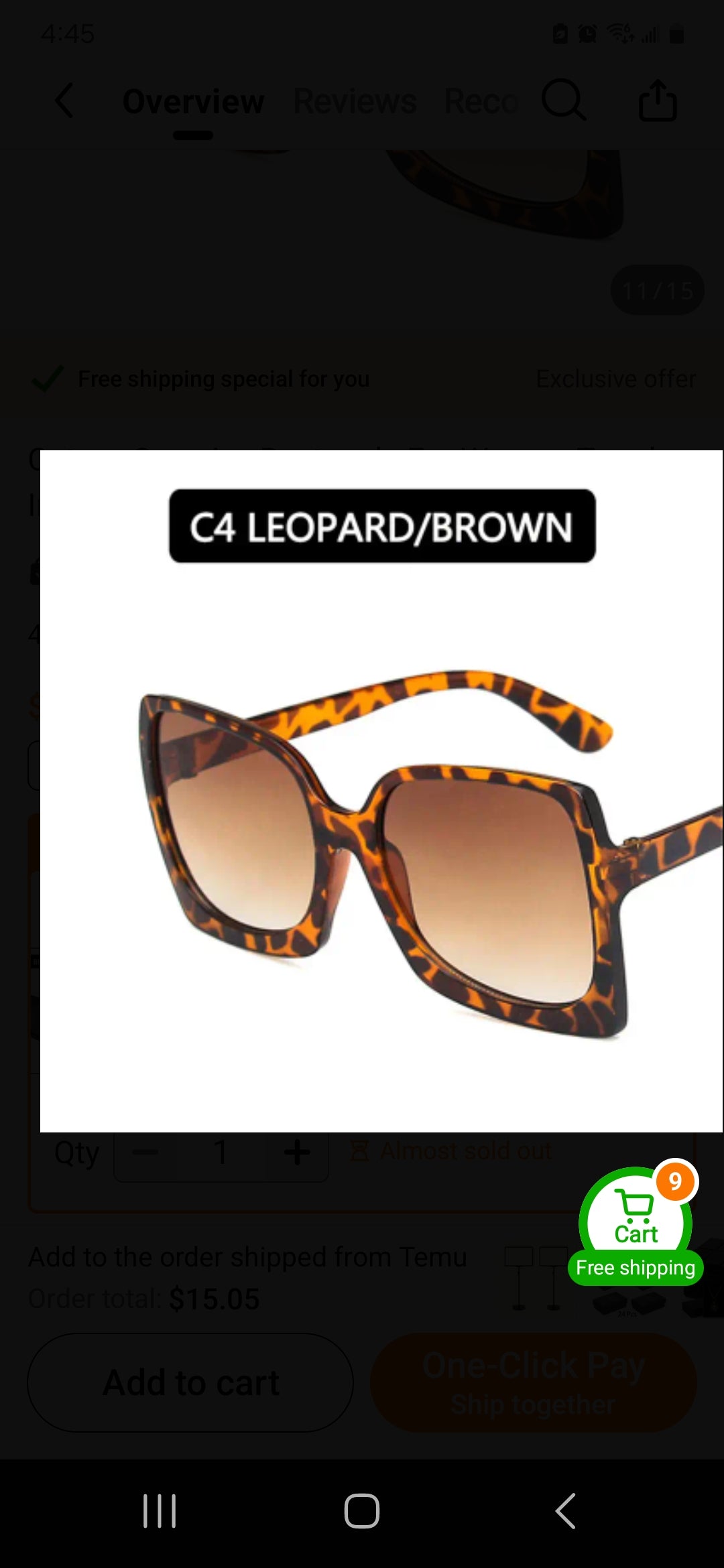 Lephard print rectangle C4 brown sunglasses
