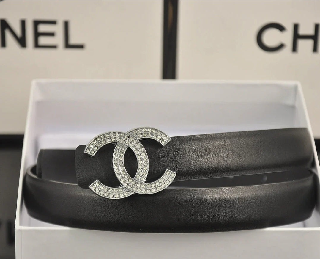 CC Inspired Rhinestones Leather Belt