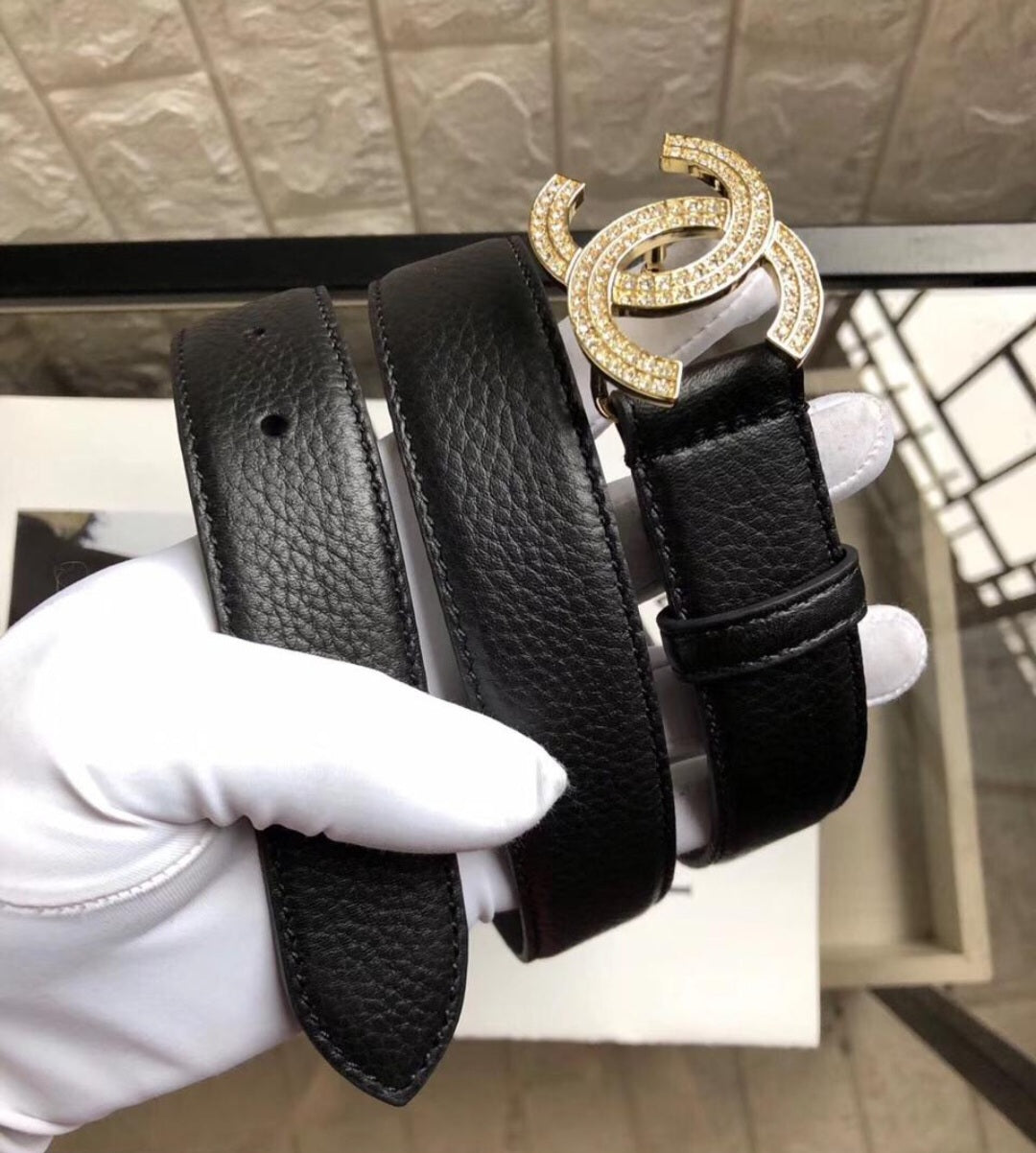 CC Inspired Rhinestones Leather Belt