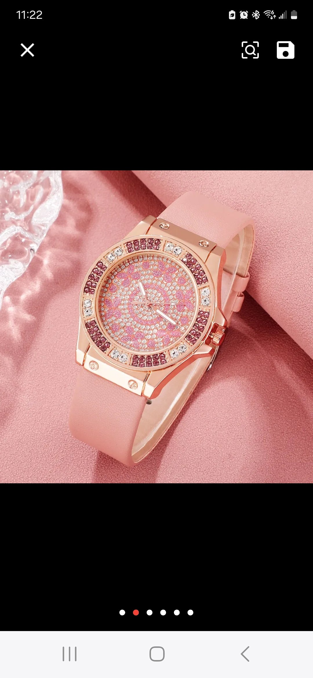 Quartz pink rhinestone Watch