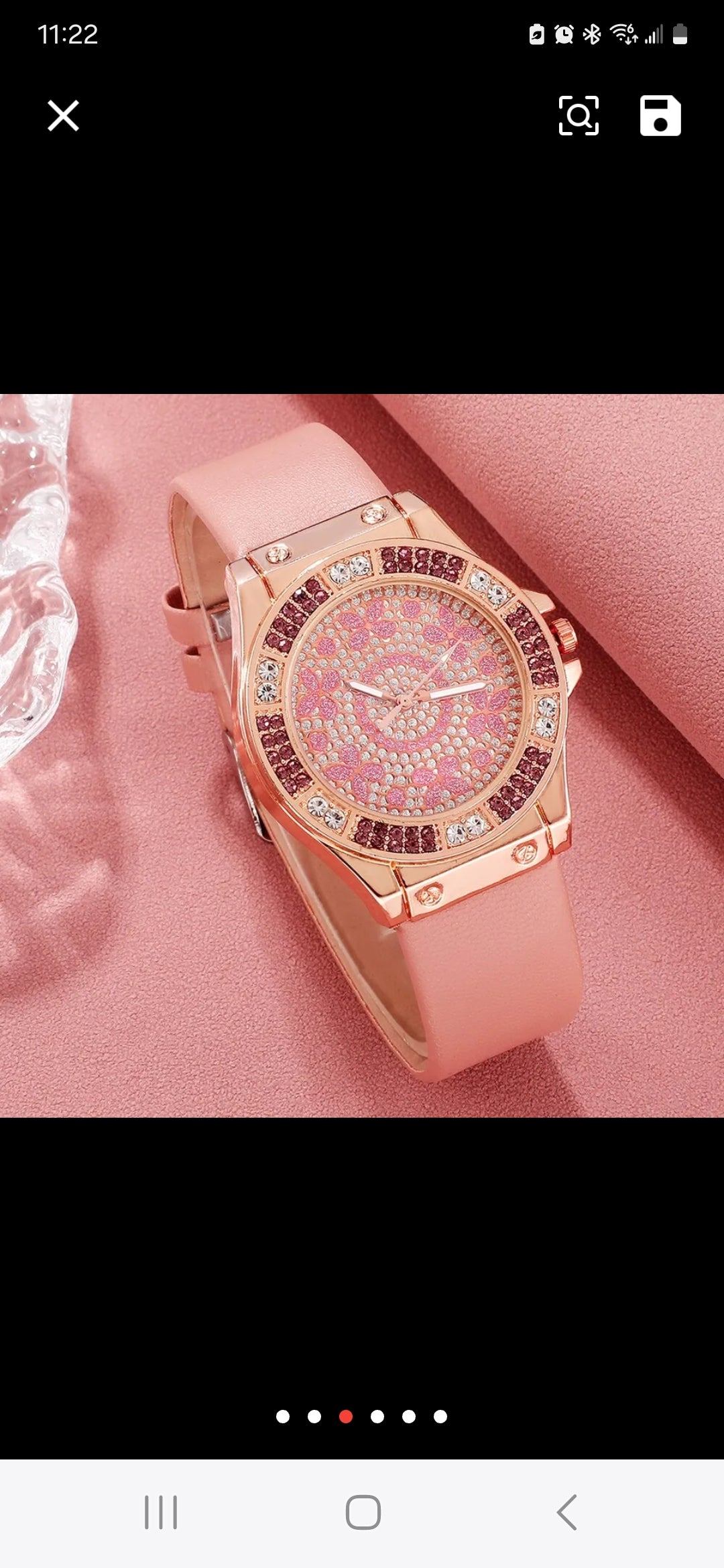 Quartz pink rhinestone Watch