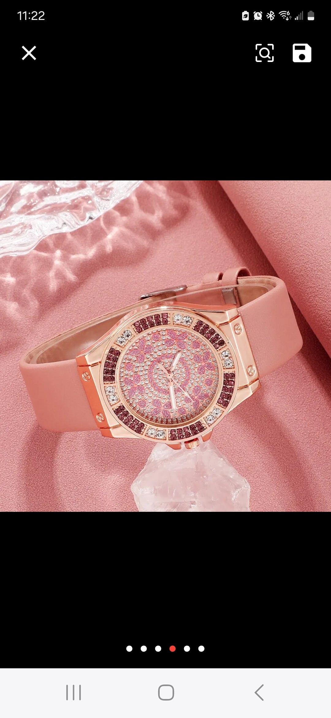 Quartz pink rhinestone Watch